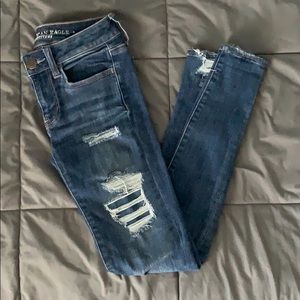 American Eagle distressed skinny jeans with holes